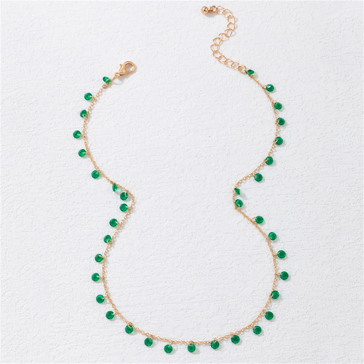 Green Crystal & 18K Gold-Plated Station Necklace