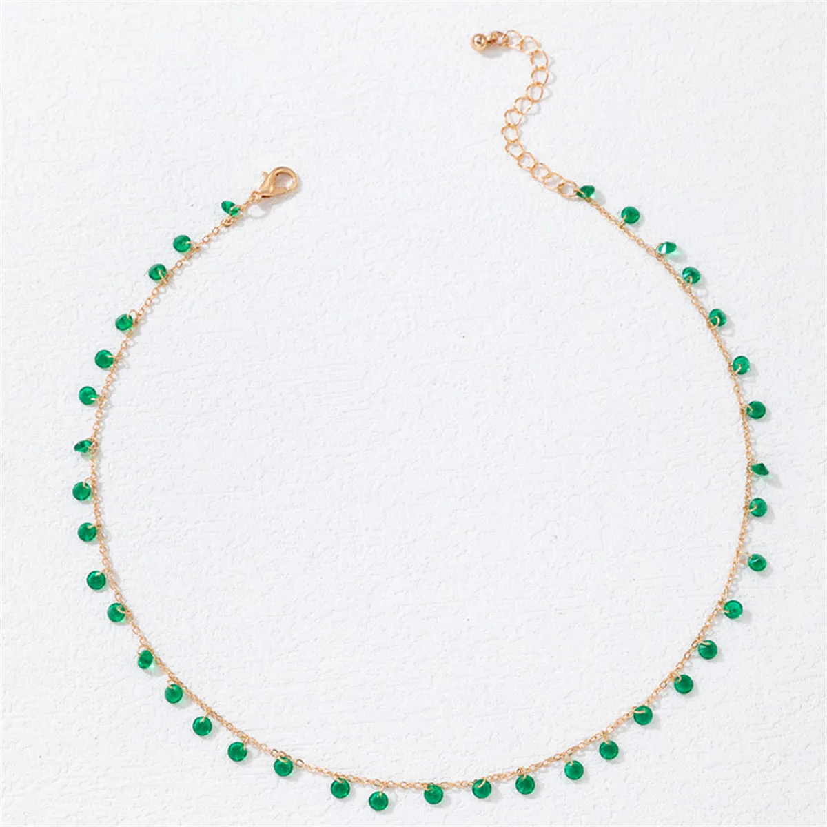 Green Crystal & 18K Gold-Plated Station Necklace