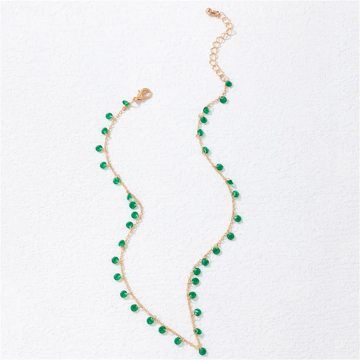 Green Crystal & 18K Gold-Plated Station Necklace