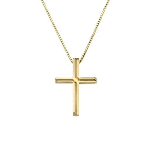 GUCCI LINK TO LOVE CROSS NECKLACE 18K YELLOW GOLD