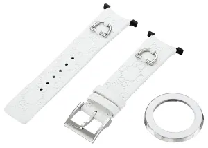 Gucci U-Play Kit 129 Medium White Leather Watch Strap and Matching White Steel Bezel YFA50005