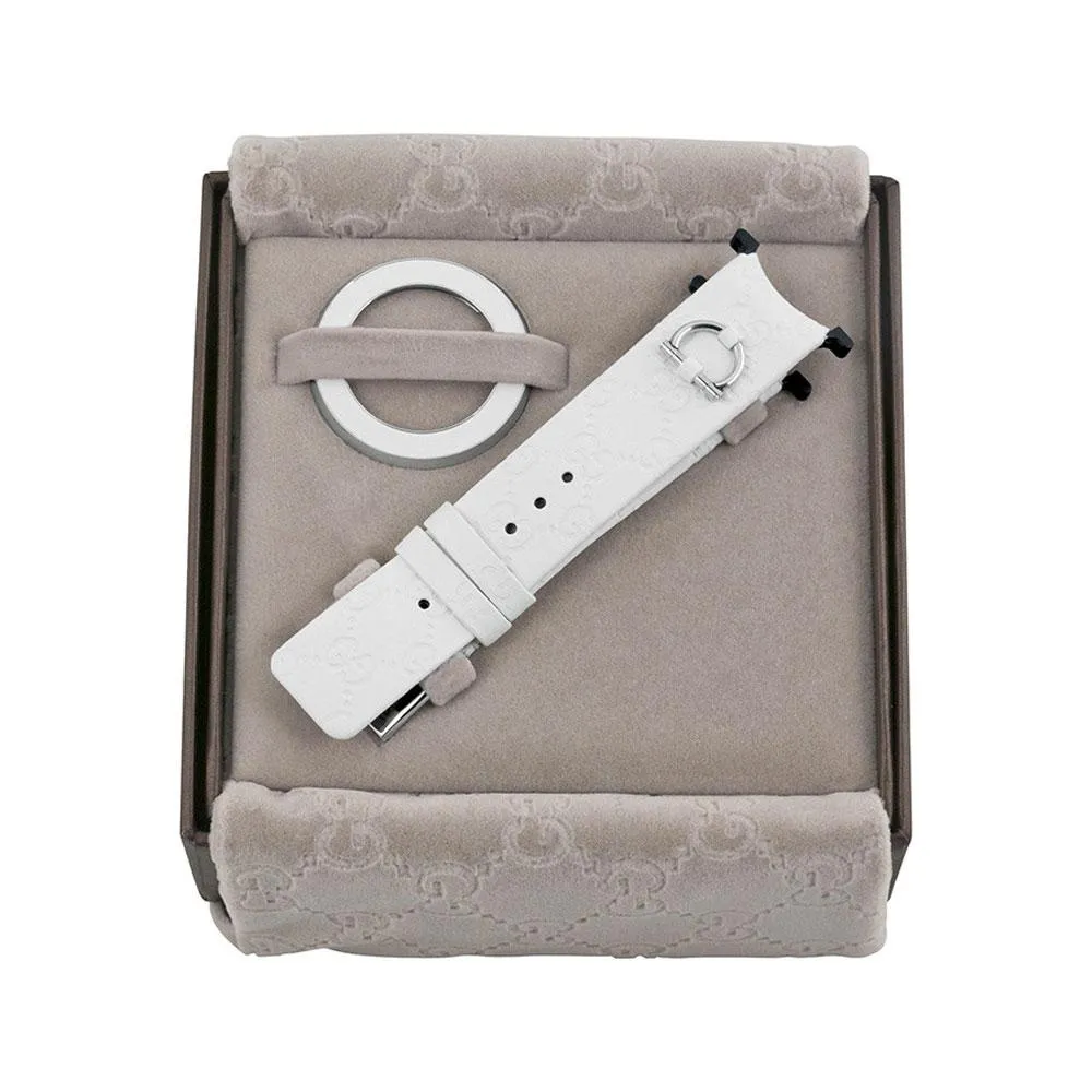 Gucci U-Play Kit 129 Medium White Leather Watch Strap and Matching White Steel Bezel YFA50005