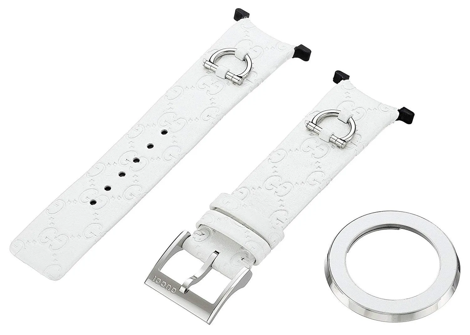 Gucci U-Play Kit 129 Medium White Leather Watch Strap and Matching White Steel Bezel YFA50005