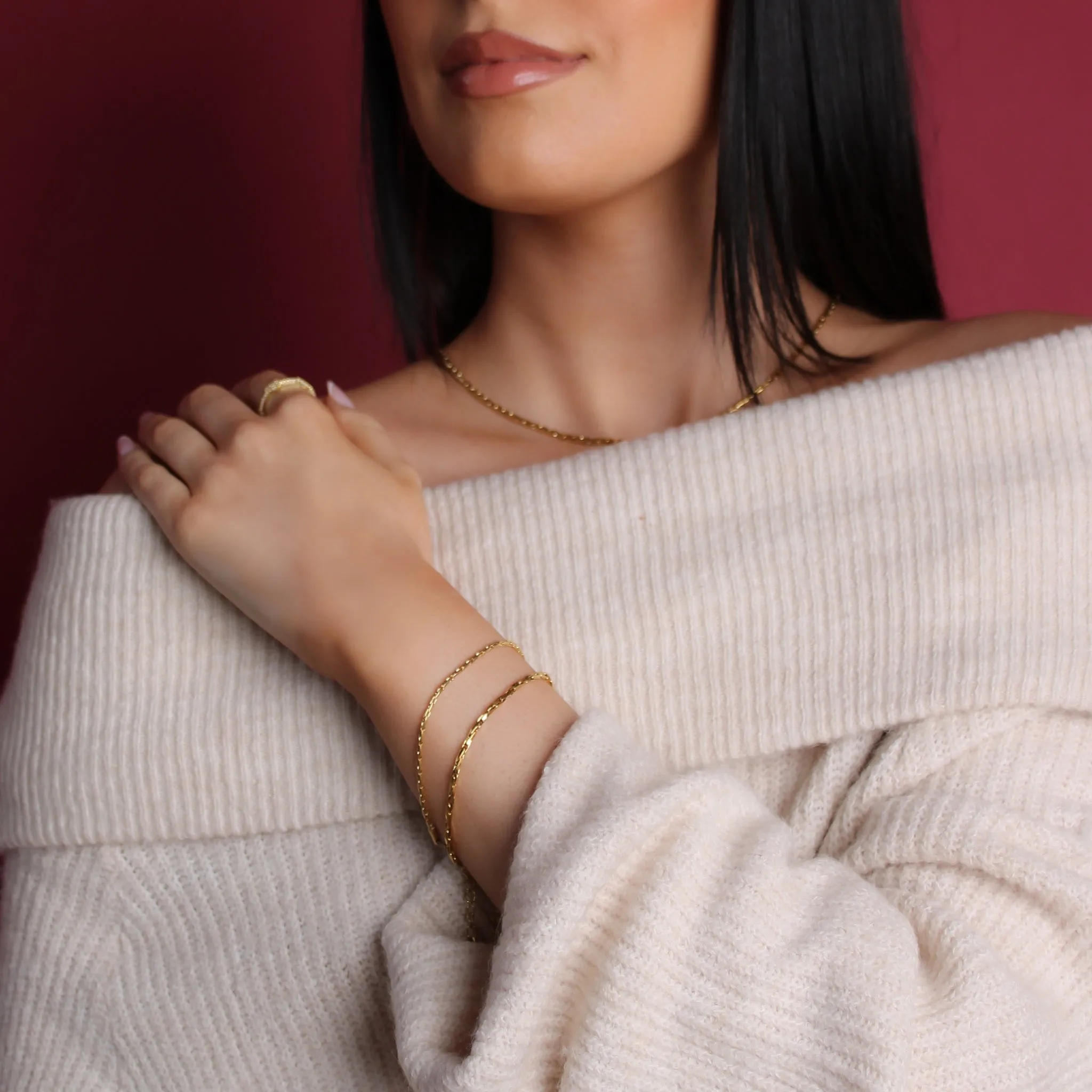 Hallie Twisted Boston Chain Bracelet, Gold