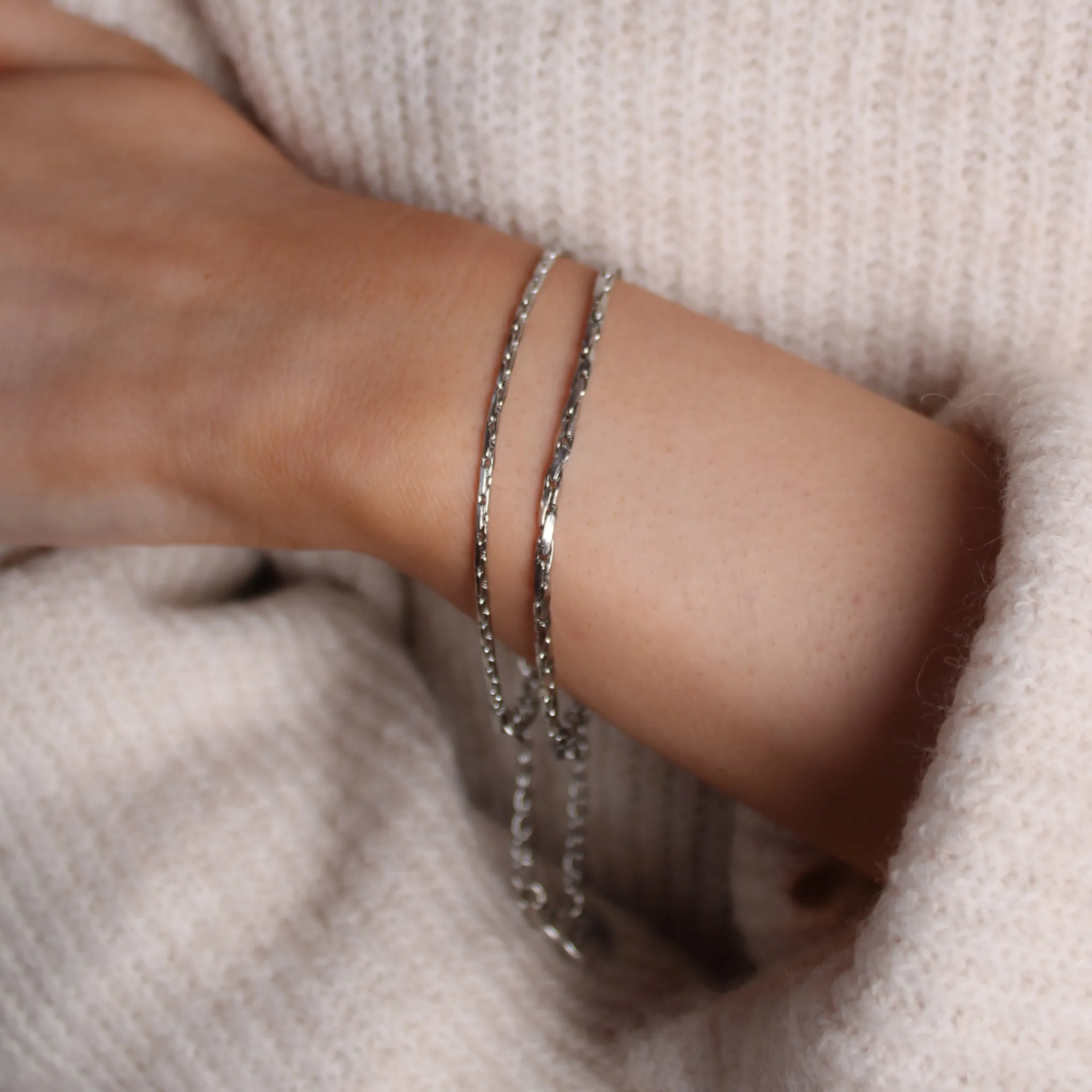 Hallie Twisted Boston Chain Bracelet, Silver