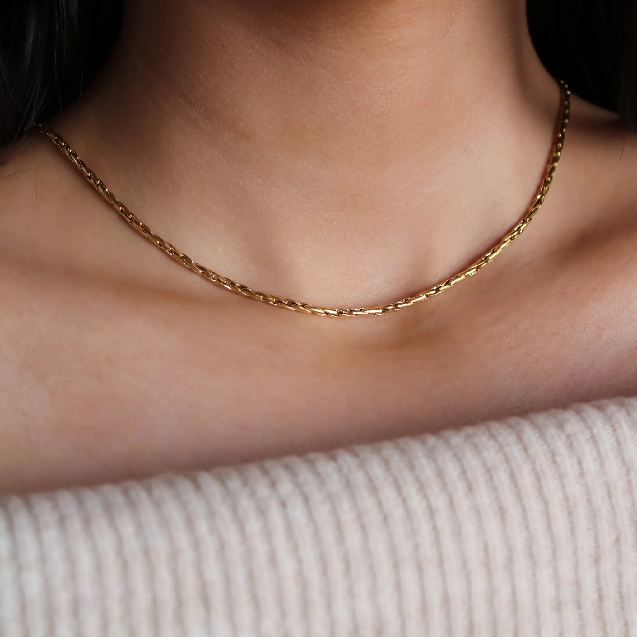 Hallie Twisted Boston Chain Necklace, Gold