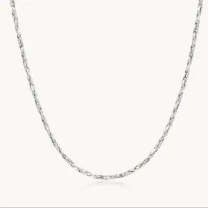 Hallie Twisted Boston Chain Necklace, Silver