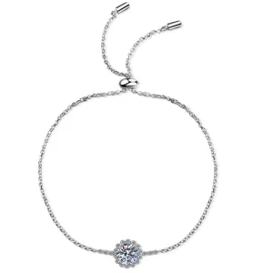 Halo Round Cut Moissanite Diamond Bracelet