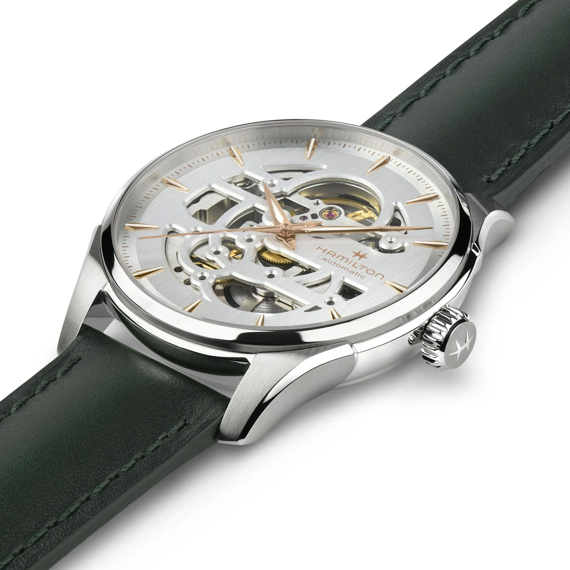 Hamilton Jazzmaster Skeleton Auto White on Leather 40mm