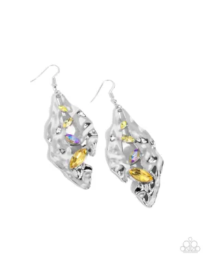 Hammered Hemisphere Yellow Earrings Paparazzi