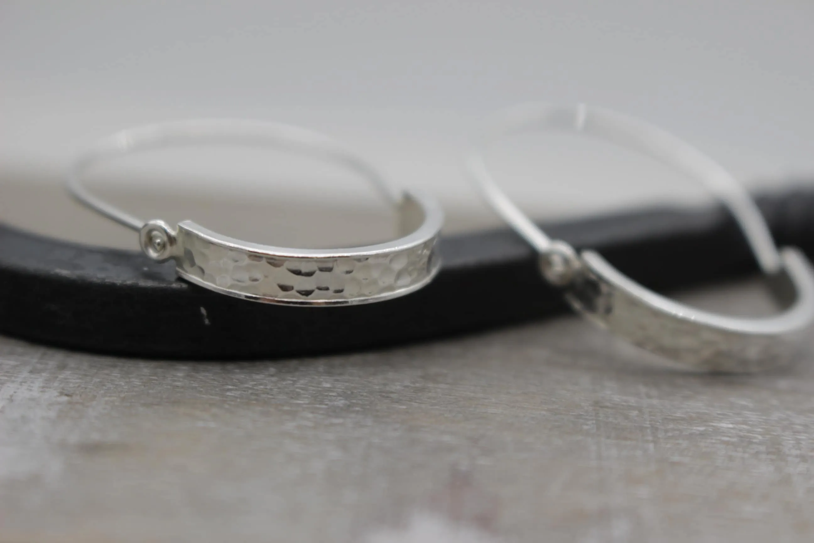 Hammered Silver Hoop Earrings