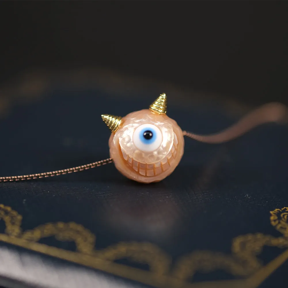 Hand Carved Monster Pearl Bead Necklace