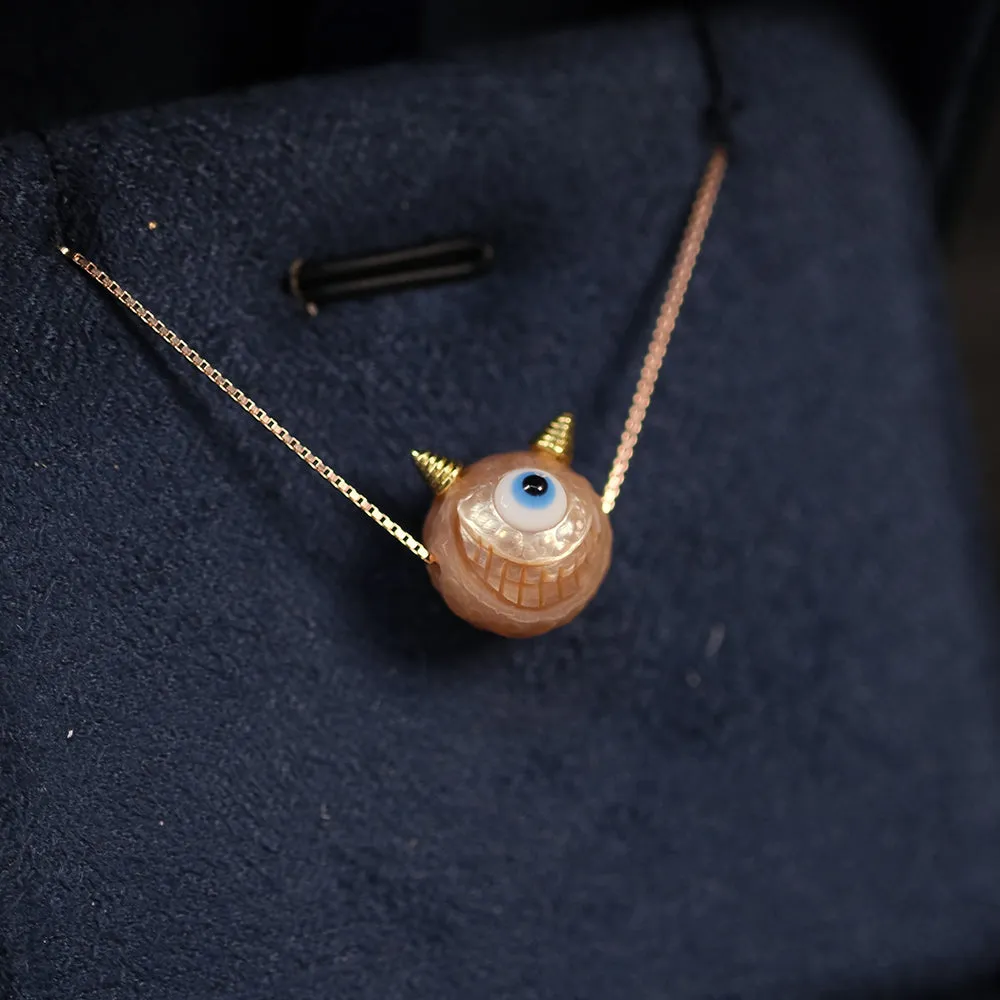 Hand Carved Monster Pearl Bead Necklace