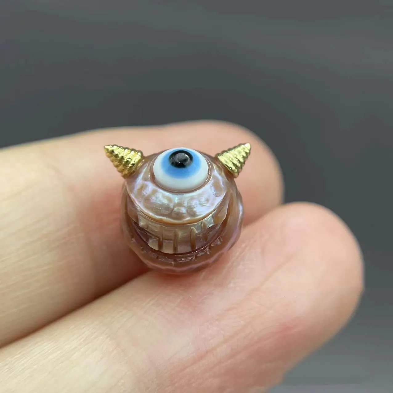 Hand Carved Monster Pearl Bead Necklace