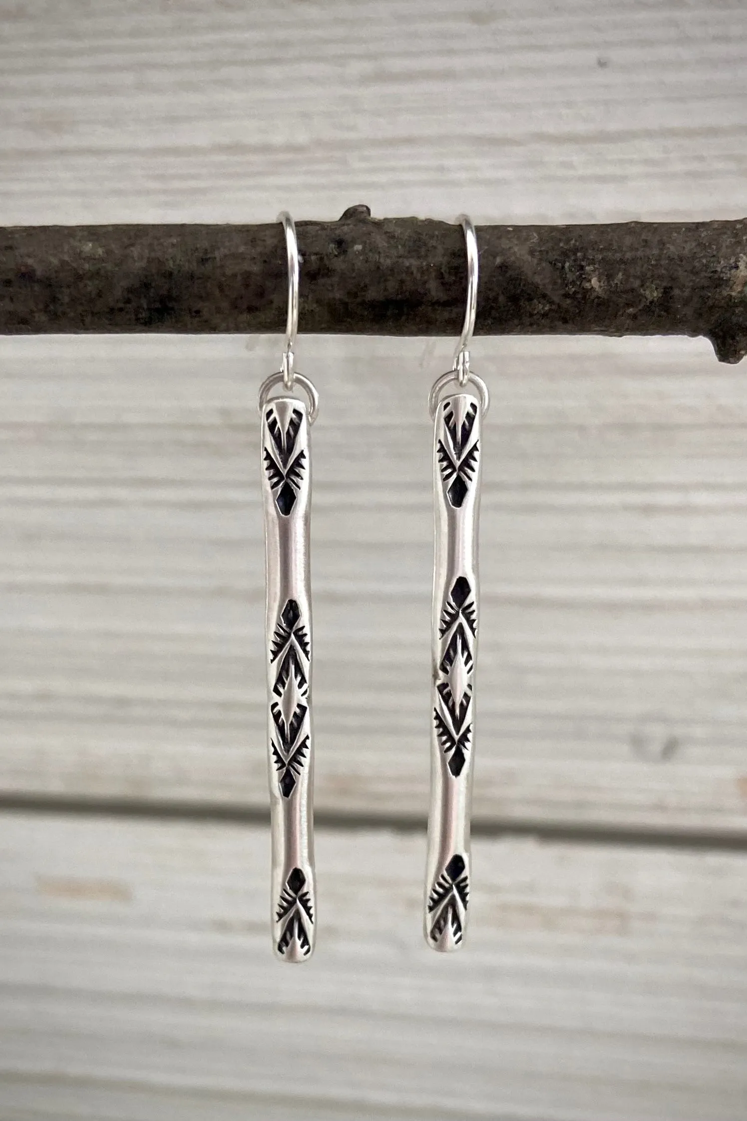 Hand Stamped Bar Earring