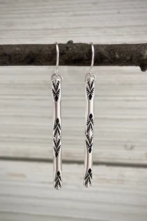 Hand Stamped Bar Earring