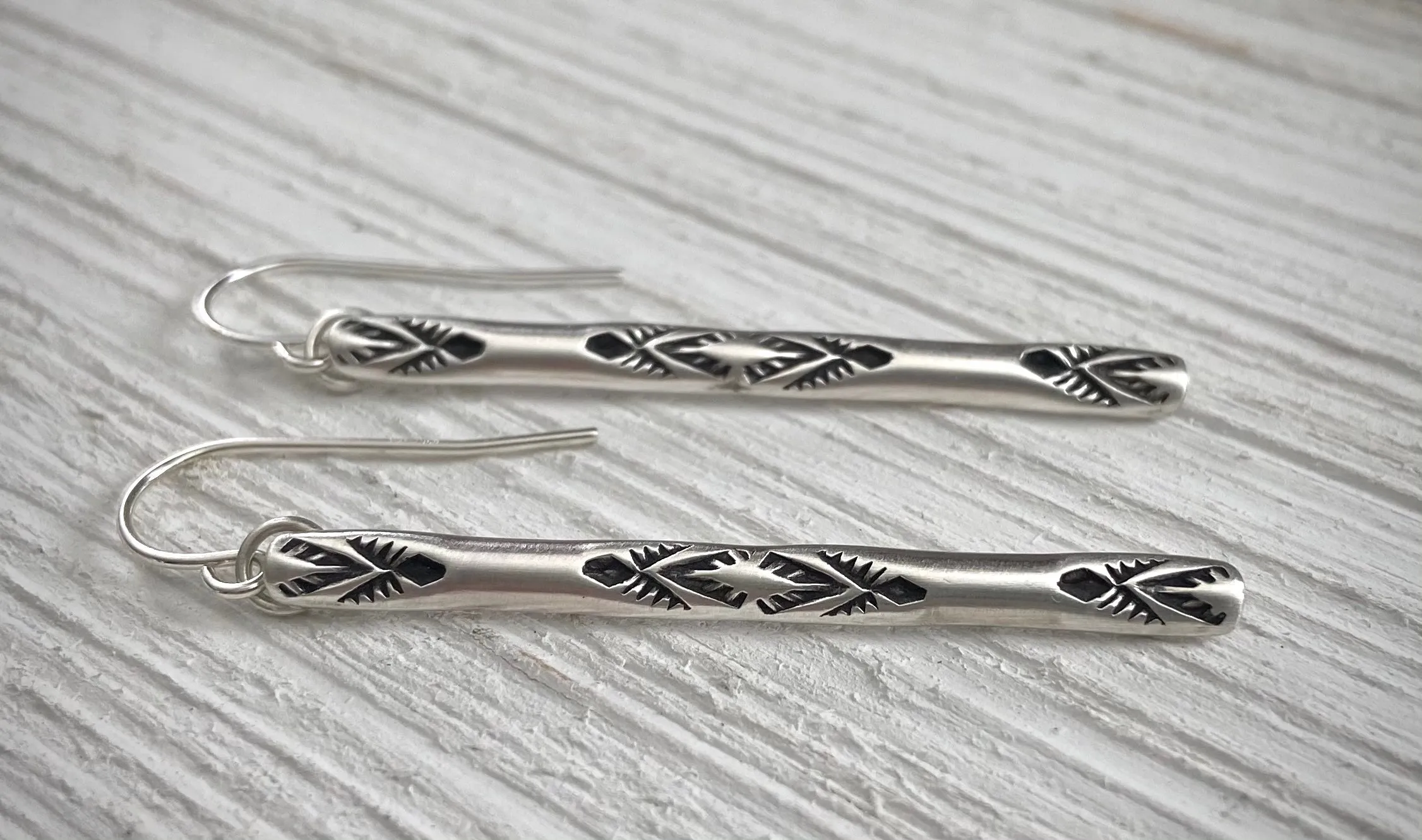 Hand Stamped Bar Earring