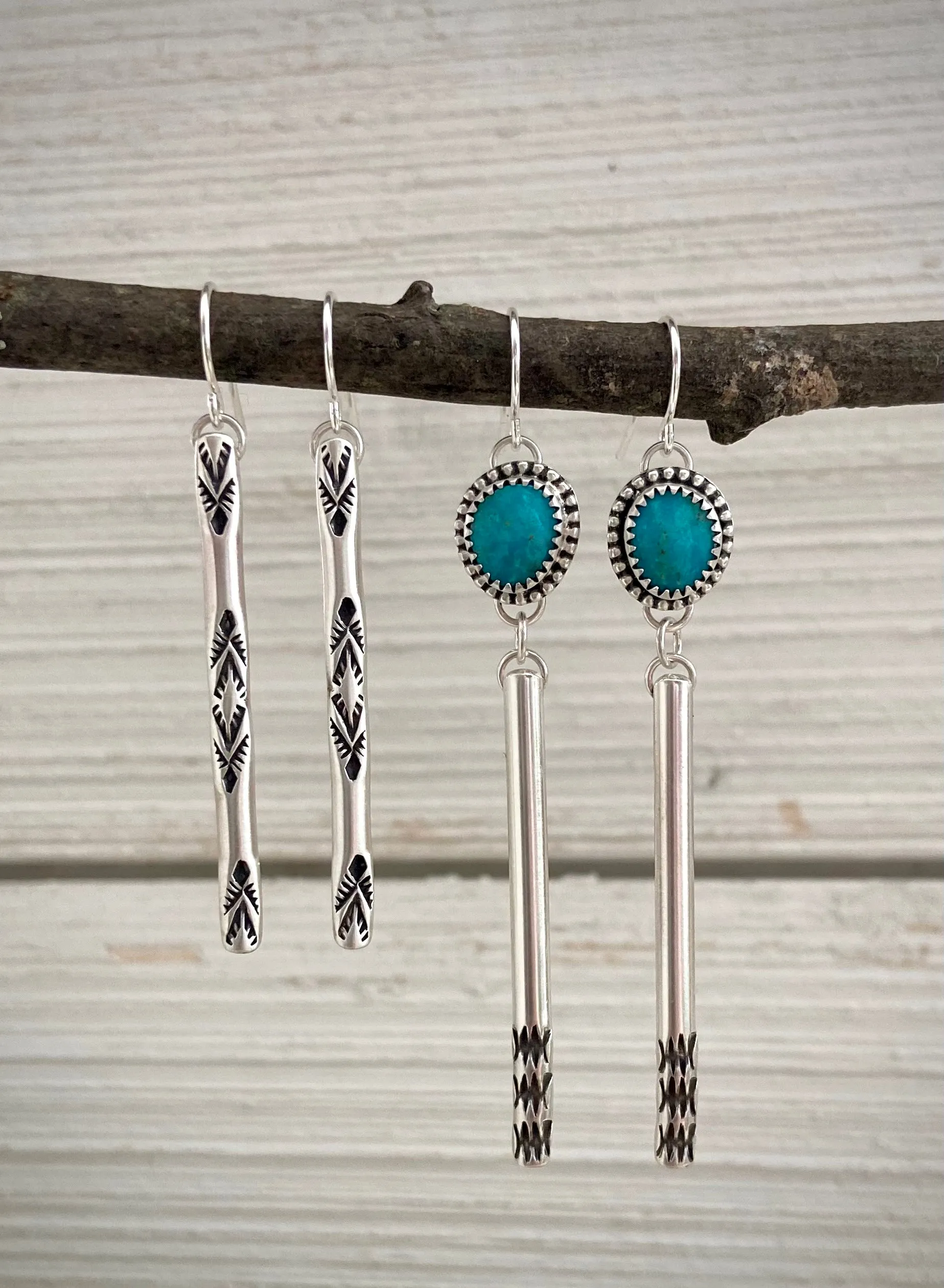 Hand Stamped Bar Earring