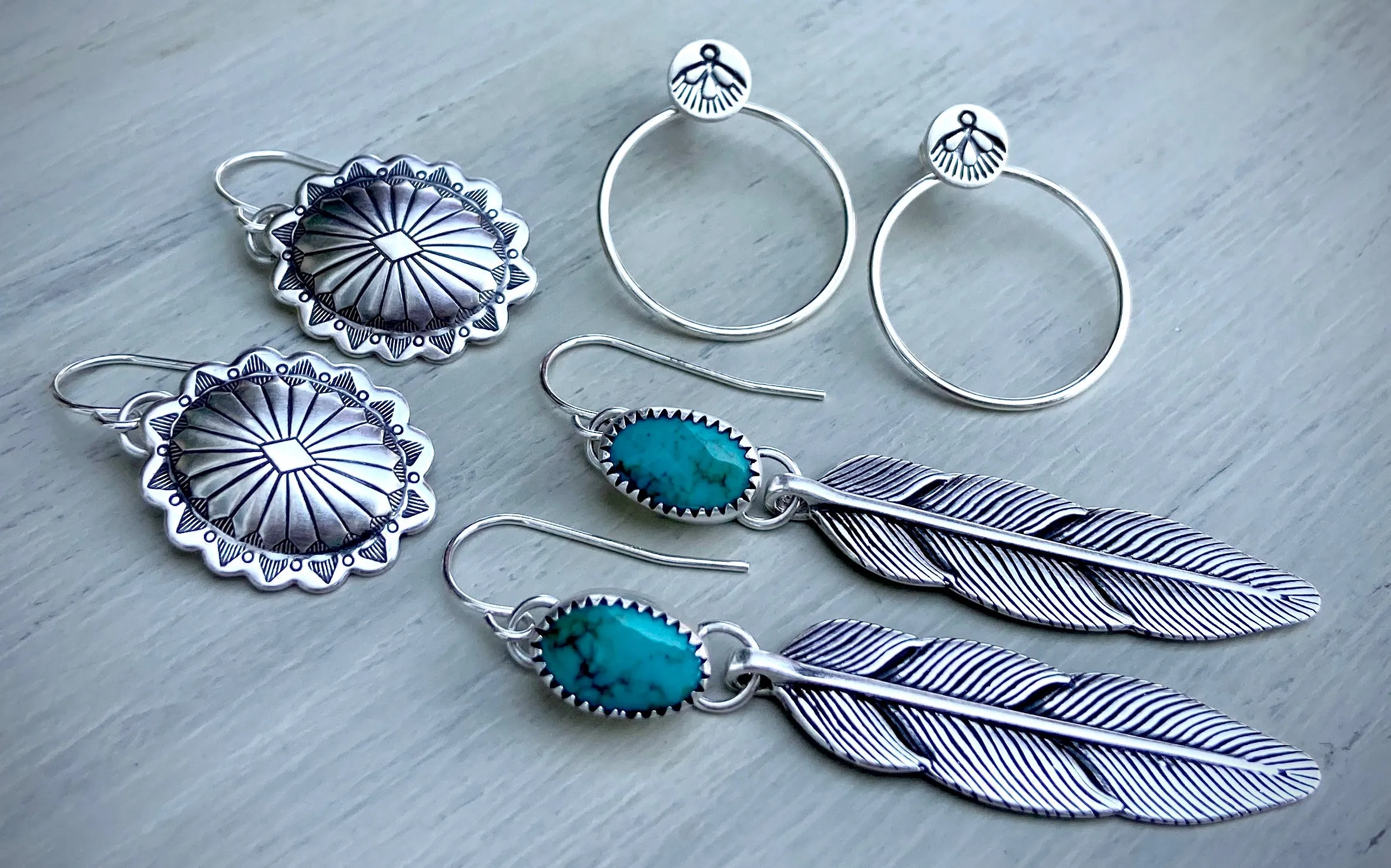 Hand Stamped Hoop Earrings