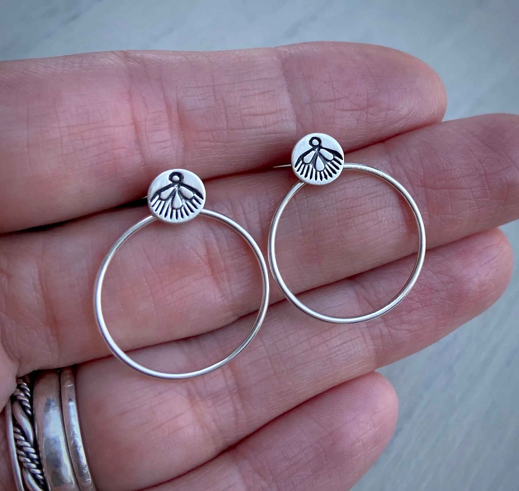 Hand Stamped Hoop Earrings