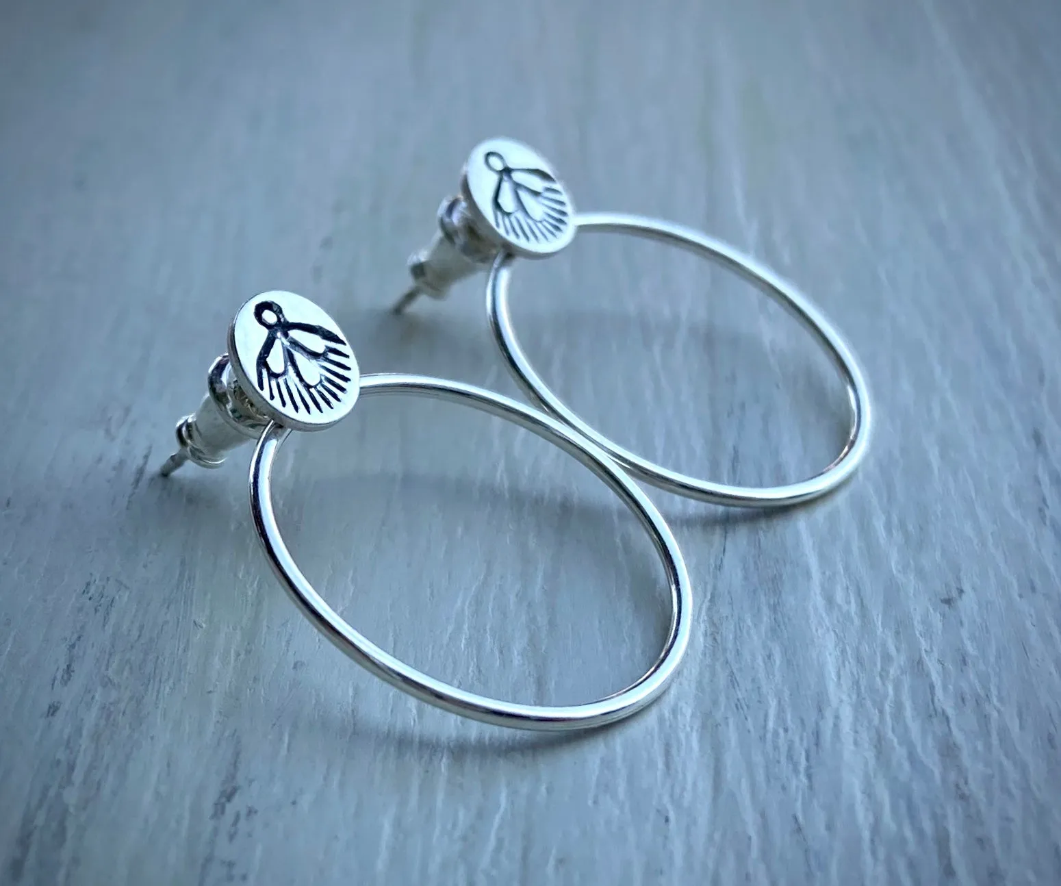 Hand Stamped Hoop Earrings