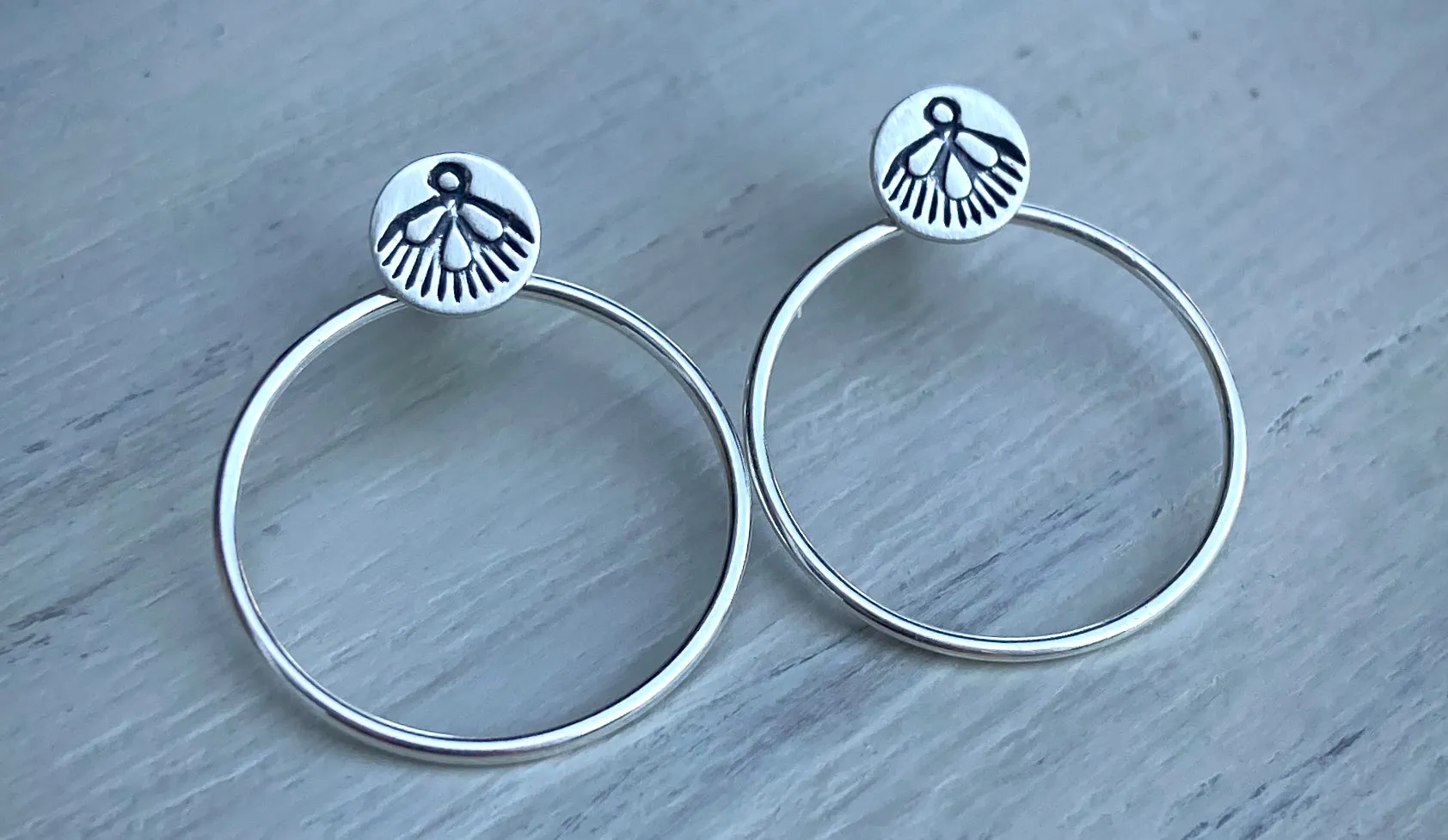 Hand Stamped Hoop Earrings