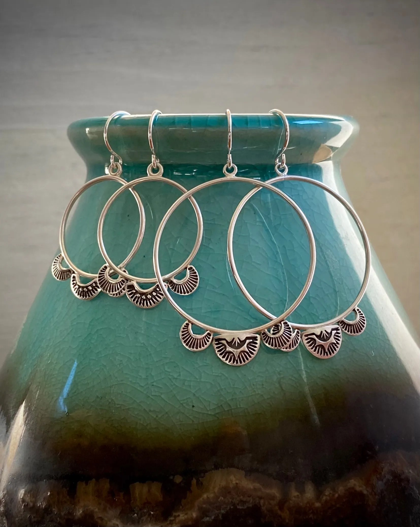 Hand Stamped Hoops