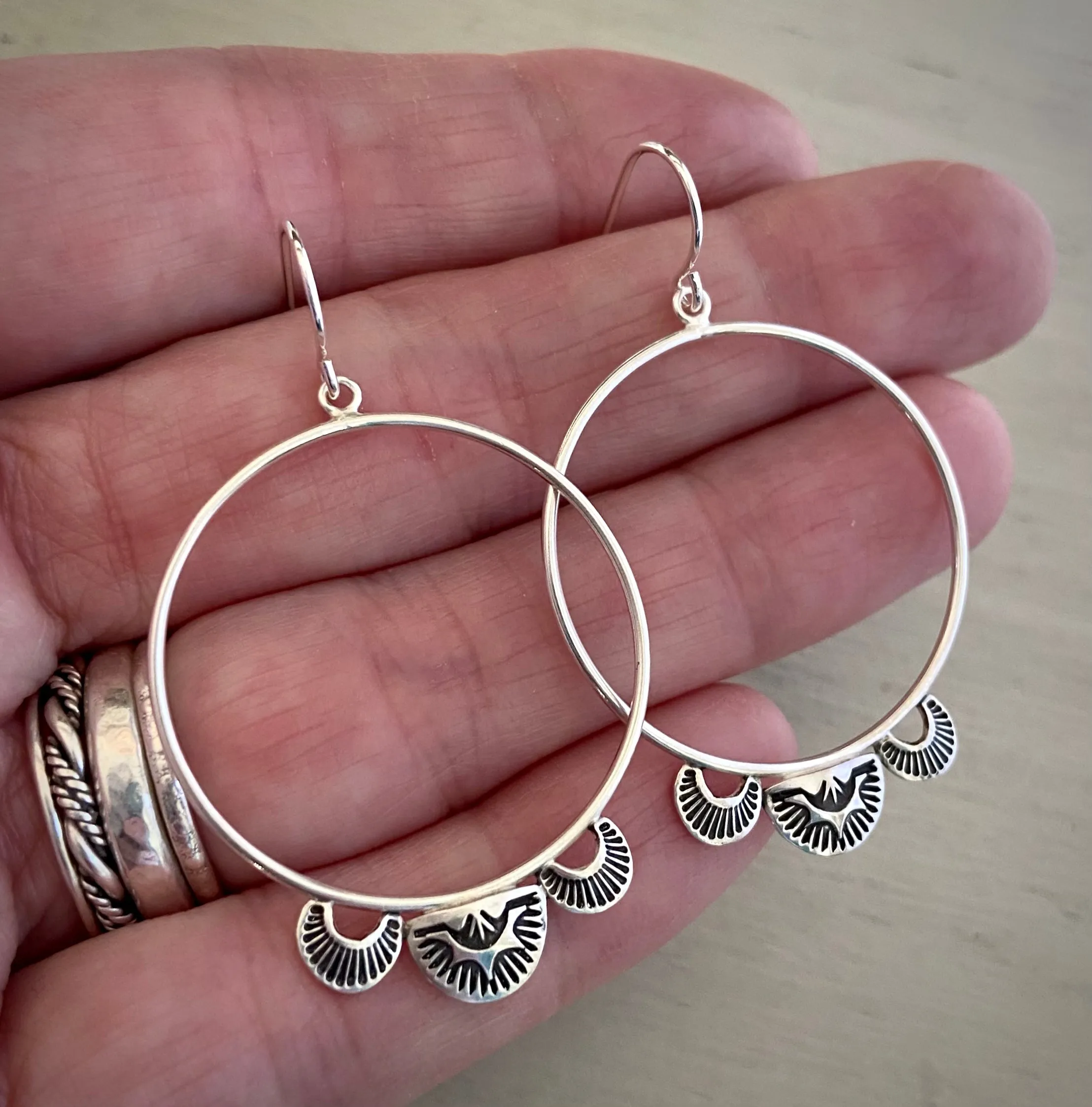 Hand Stamped Hoops