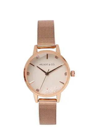 Harper Rose Gold Mesh Strap Watch (Salmon)