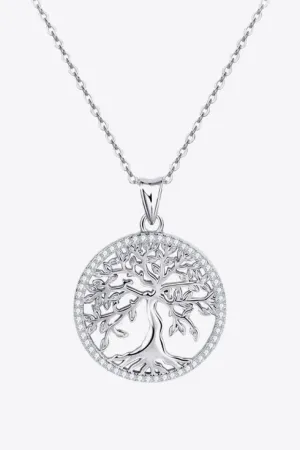 Hazel Blues® | 925 Sterling Silver Moissanite Tree Pendant Necklace