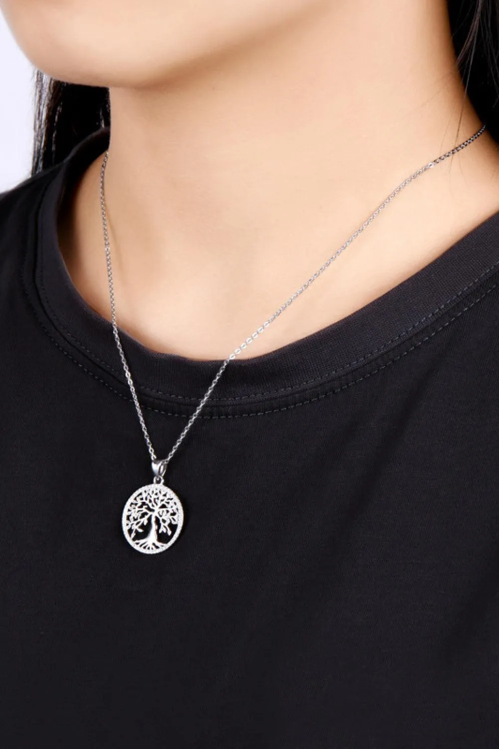 Hazel Blues® | 925 Sterling Silver Moissanite Tree Pendant Necklace