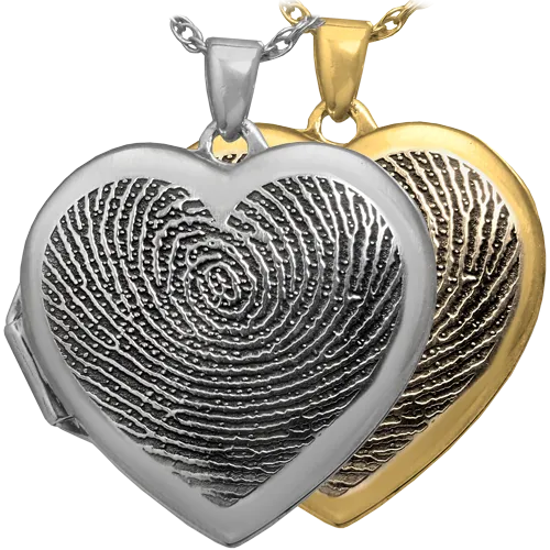 Heart Double Photo Locket Fingerprint Pendant