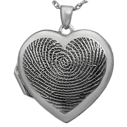 Heart Double Photo Locket Fingerprint Pendant