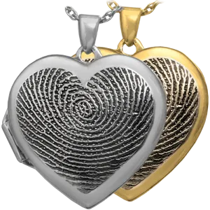 Heart Double Photo Locket Fingerprint Pendant
