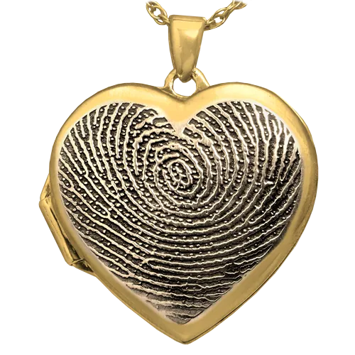 Heart Double Photo Locket Fingerprint Pendant