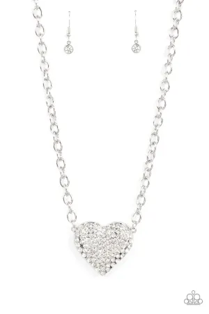 Heartbreakingly Blingy White Paparazzi Necklace