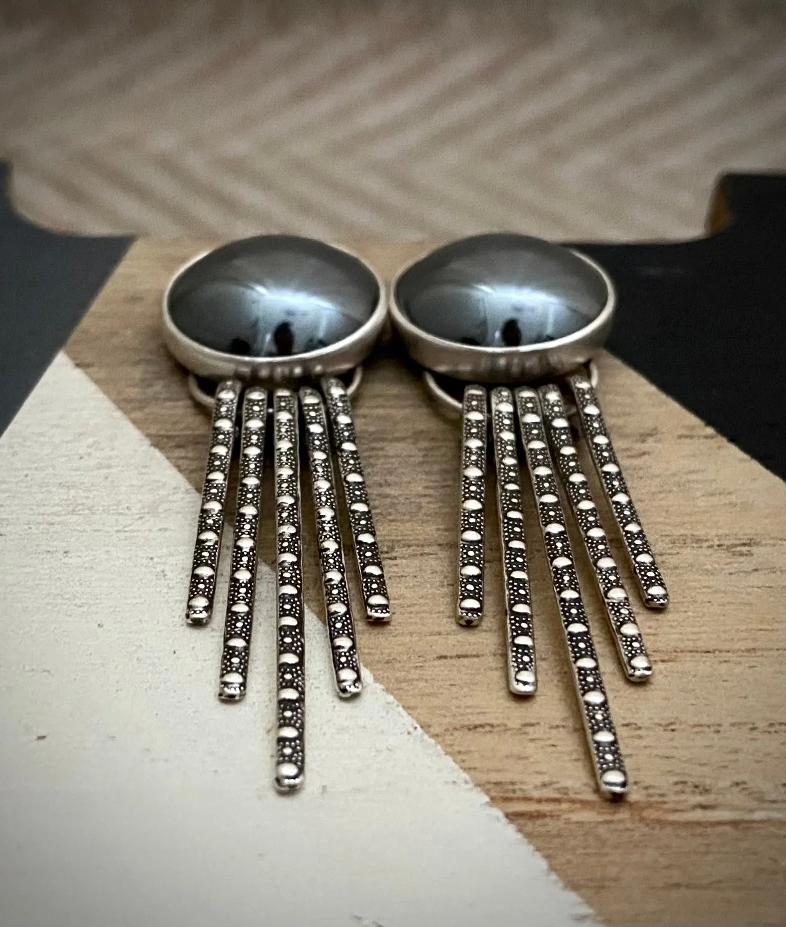 Hematite Fringe Earrings