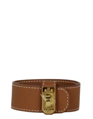 Hermes Gold Leather Kelly Twist PM Bracelet sz T3