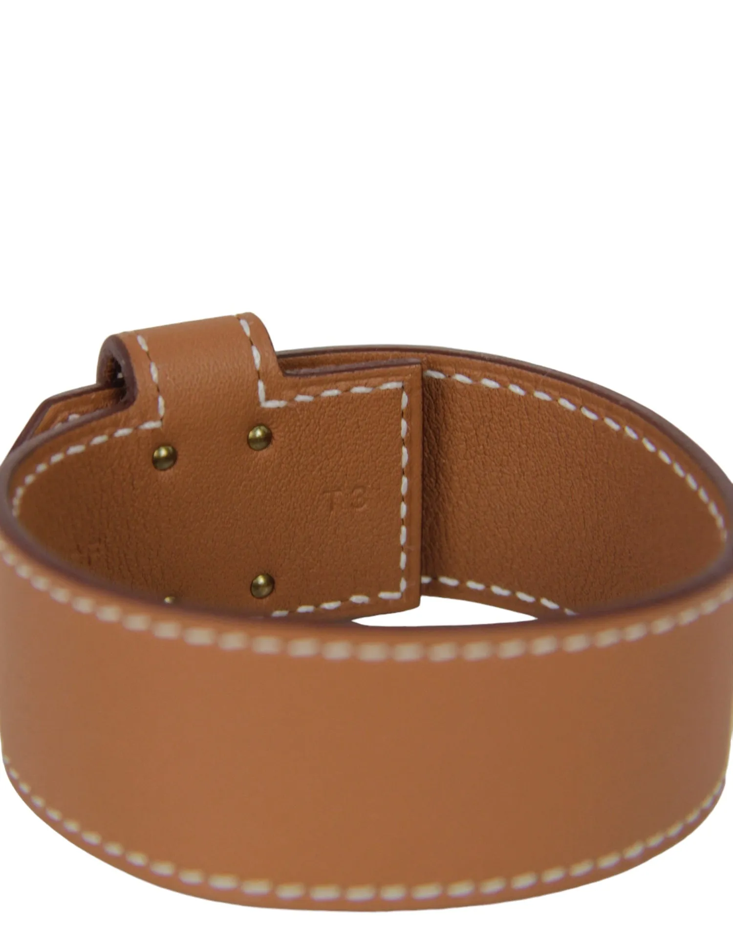 Hermes Gold Leather Kelly Twist PM Bracelet sz T3