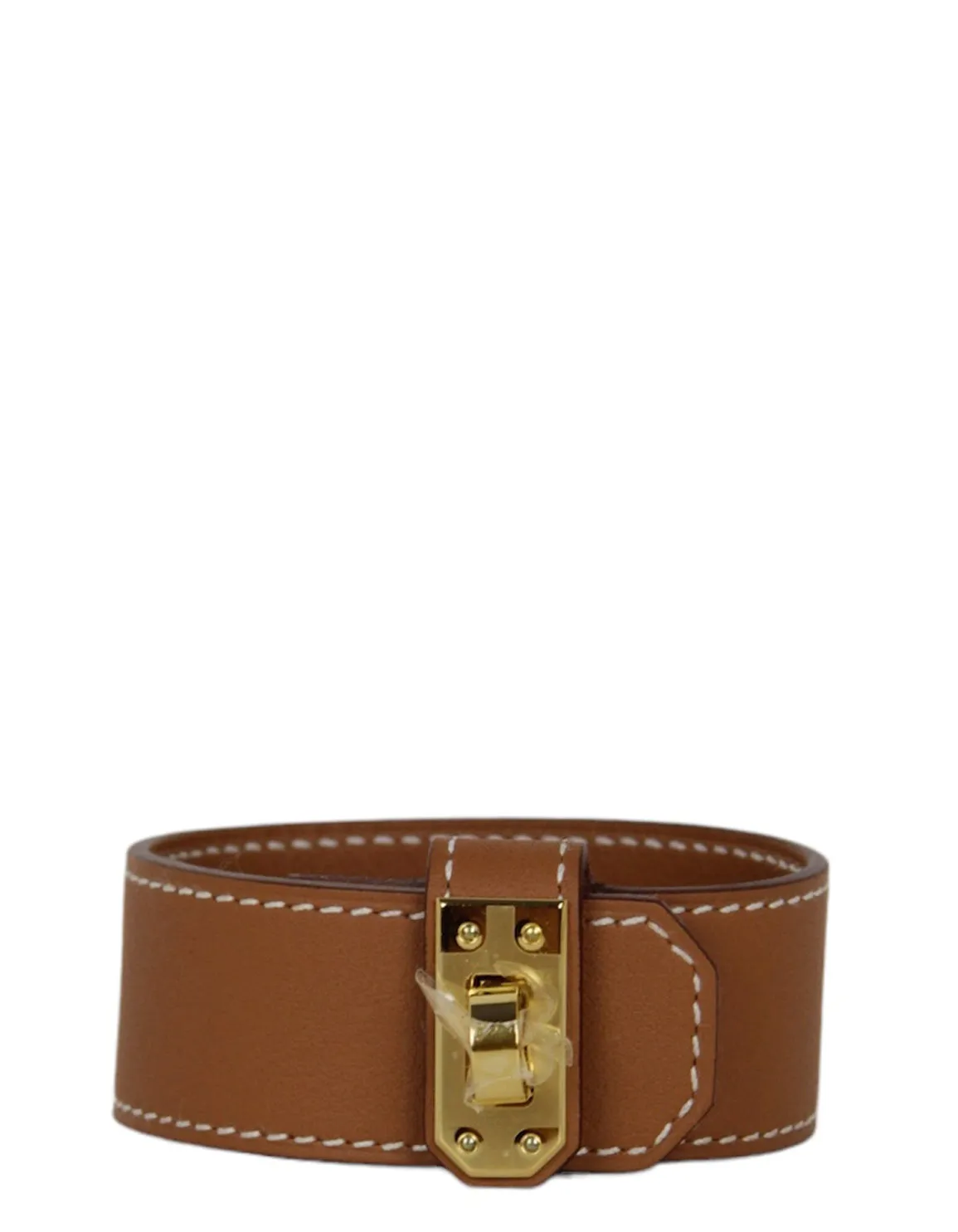 Hermes Gold Leather Kelly Twist PM Bracelet sz T3