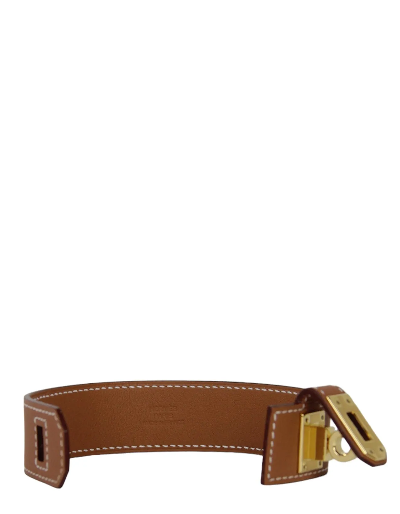 Hermes Gold Leather Kelly Twist PM Bracelet sz T3