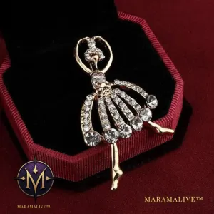 Hesiod Valentine's Day Jewelry Gift Crystal Women Brooch Pins Casual Girl Brooch Pins sparkling Ballet girl