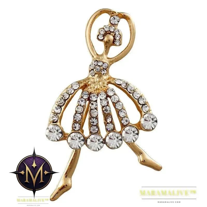 Hesiod Valentine's Day Jewelry Gift Crystal Women Brooch Pins Casual Girl Brooch Pins sparkling Ballet girl
