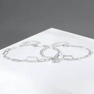 Hollow Paperclip Chain Love Magnetic Couple Bracelets