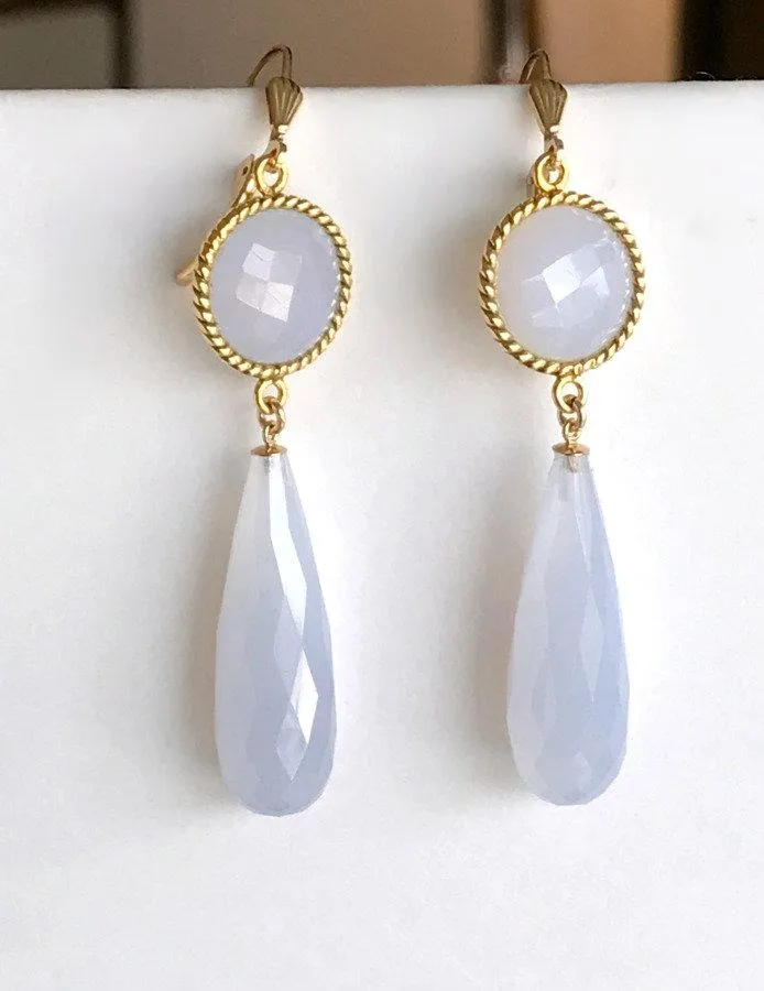 Holly Blue Chalcedony Wedding Earrings