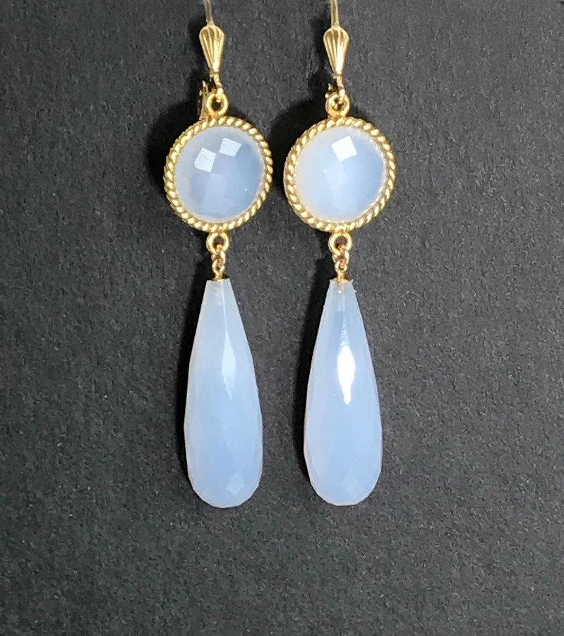 Holly Blue Chalcedony Wedding Earrings