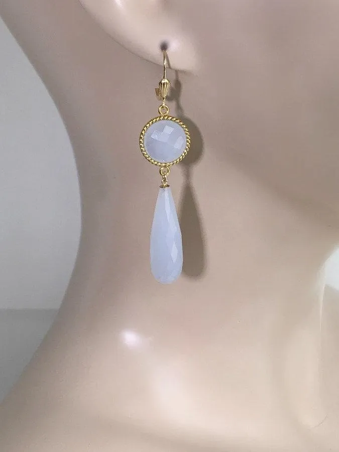 Holly Blue Chalcedony Wedding Earrings