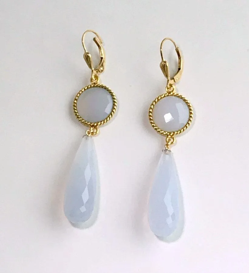 Holly Blue Chalcedony Wedding Earrings