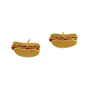 Hot Dog Enamel Earrings