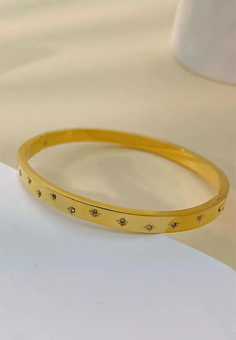 Iced Moon Necklace   Sparkling Star Kada Bracelet Combo